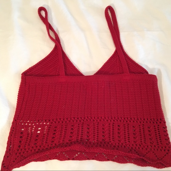 Red Crocheted Crop Top - Picture 2 of 3